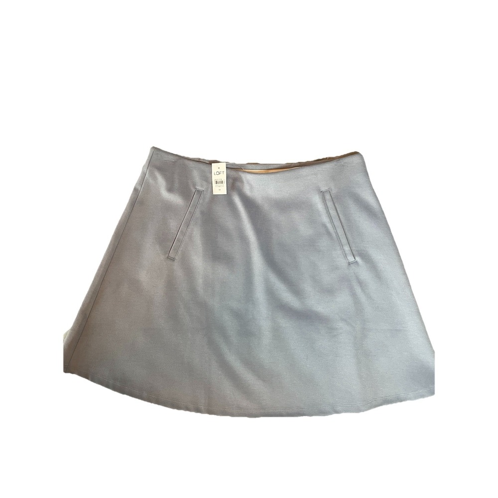 Ann Taylor Loft Womens A-Line Mini Skirt Front Pocket Accents Felt Blue Sz Med
